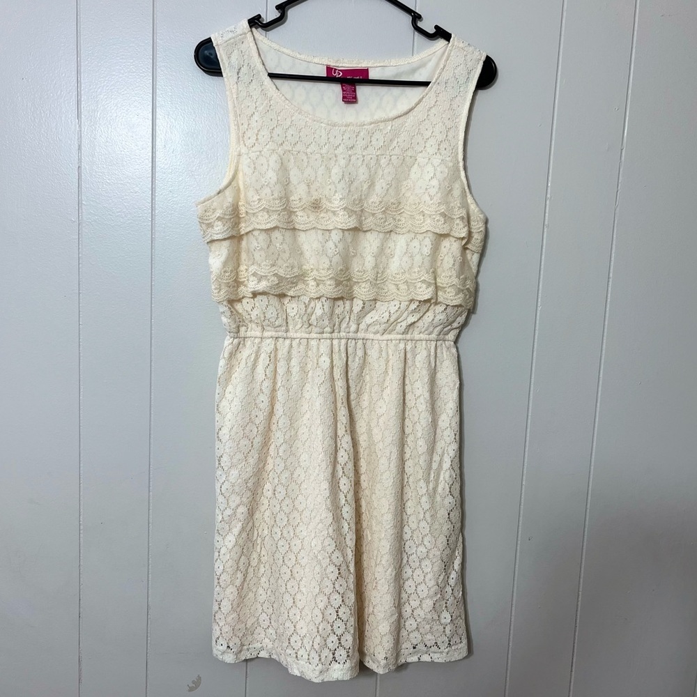 Up by Ultra Pink Beige Lace Dress Size L NWT